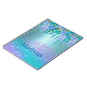 Carnet Chic turquoise violet ombre parties scintillant go (Côté gauche)
