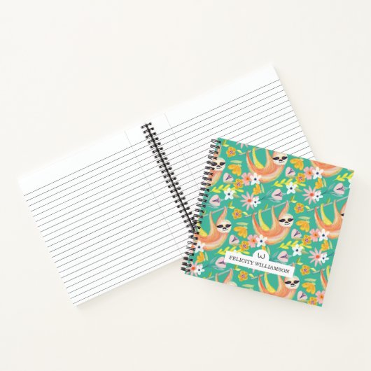 Carnet Chic Vibes Topique Jungle Sloth & Floral Pattern (Intérieur)