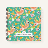Carnet Chic Vibes Topique Jungle Sloth & Floral Pattern (Devant)