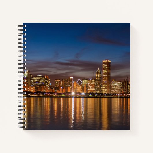 Carnet Chicago Skyline La Nuit (Devant)