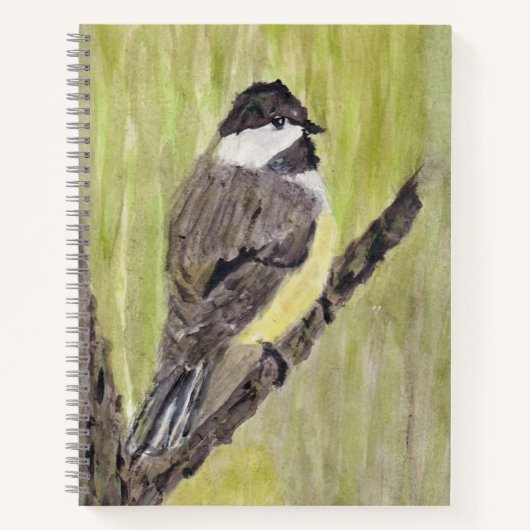 Carnet Chickadee Bird - peinture acrylique. (Devant)