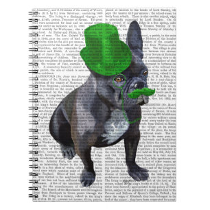 Carnet Chien à tête verte avec chapeau et moustache