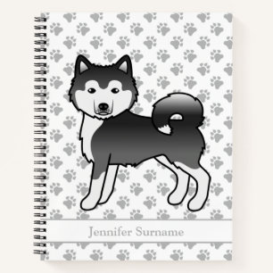 Carnet Chien Alaskan Malamute noir et blanc & Texte perso