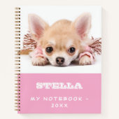 Carnet Chien animal photo rose blanc fille (Devant)