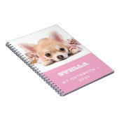 Carnet Chien animal photo rose blanc fille (Côté Droit)
