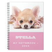 Carnet Chien animal photo rose blanc fille (Devant)