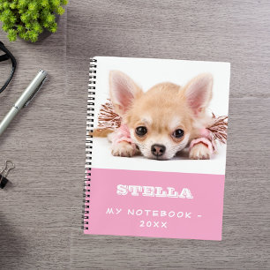 Carnet Chien animal photo rose blanc fille