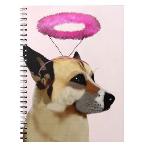 Carnet Chien avec le halo rose