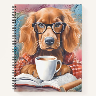 Carnet Chien avec une coupe de chocolat chaud