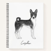 Carnet Chien Basenji En Noir Et Blanc Avec Nom Personnali (Devant)