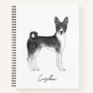 Carnet Chien Basenji noir et blanc avec nom personnalisé