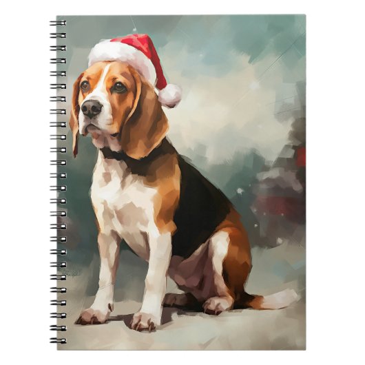 Carnet Chien beagle à Noël de neige (Devant)