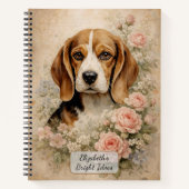 Carnet Chien Beagle avec des Roses (Devant)