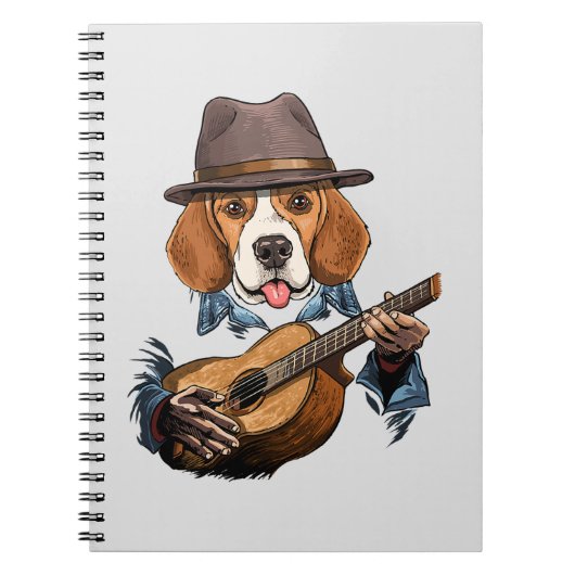 Carnet Chien beagle Jouer Guitare / Beagle drôle (Devant)