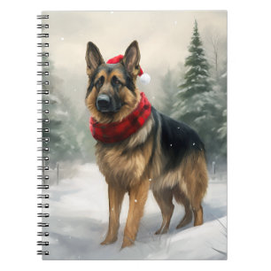 Carnet Chien berger allemand en Noël de neige