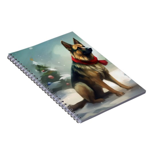 Carnet Chien berger allemand en Noël de neige (Côté Droit)