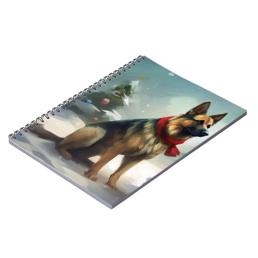 Carnet Chien berger allemand en Noël de neige (Côté gauche)