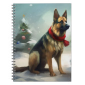 Carnet Chien berger allemand en Noël de neige (Devant)