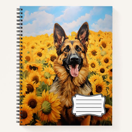 Carnet Chien berger allemand en tournesol (Devant)