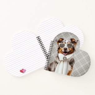 Carnet Chien berger australien élégant et monogramme à ca