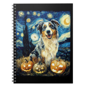 Carnet Chien berger australien mignon Halloween Jack O La