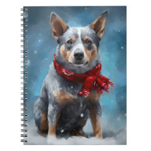 Carnet Chien Blue Heeler dans la neige de Noël