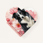 Carnet Chien Border Collie et lis roses gras (Devant)