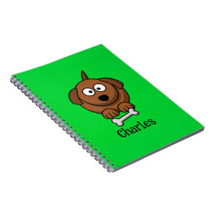 Carnet Chien Brown avec os personnalisé sur vert