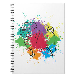 Carnet Chien Carlin arc-en-ciel coloré