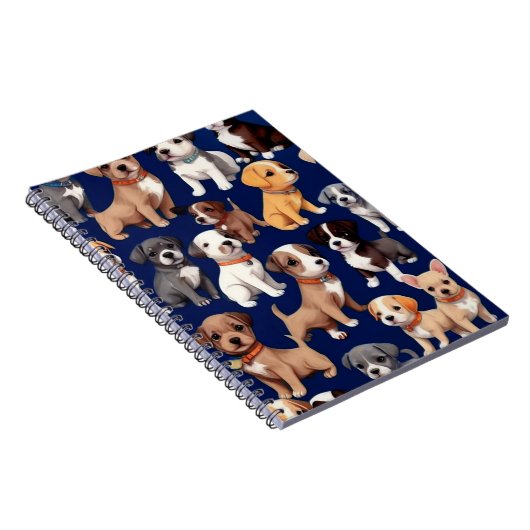 Carnet Chien Chien Chien bleu de la marine Design Motif (Côté Droit)