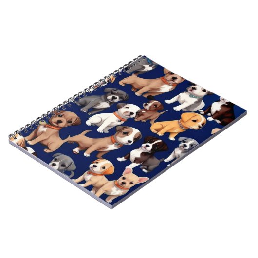 Carnet Chien Chien Chien bleu de la marine Design Motif (Côté gauche)