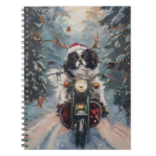 Carnet Chien Chin japonais équitation moto Noël