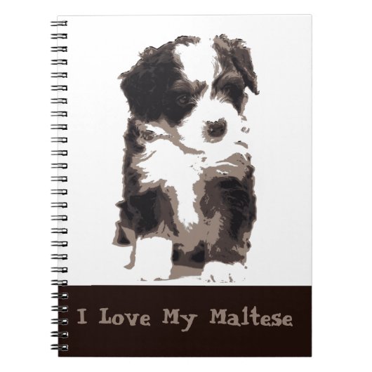 Carnet Chien chiot maltais noir et blanc (Devant)