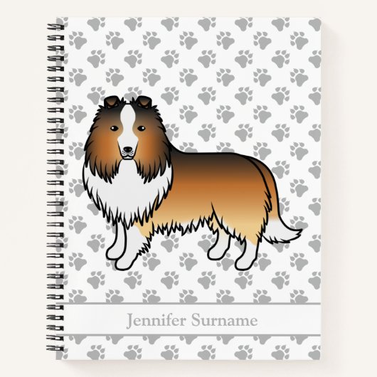 Carnet Chien de bande dessinée Shetland Sable et nom (Devant)