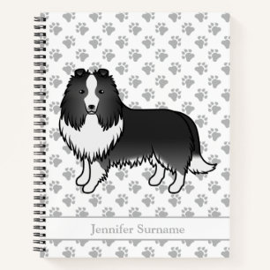 Carnet Chien de bande dessinée Shetland Sheepdog Bi-Noir