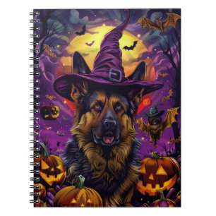 Carnet Chien de berger allemand Halloween Sorcière Citrou