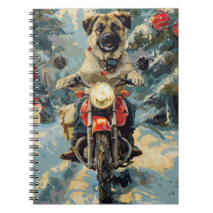 Carnet Chien de berger d'Anatolie montant une moto Noël