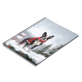 Carnet Chien de Boston Terrier pendant Noël de neige (Côté gauche)