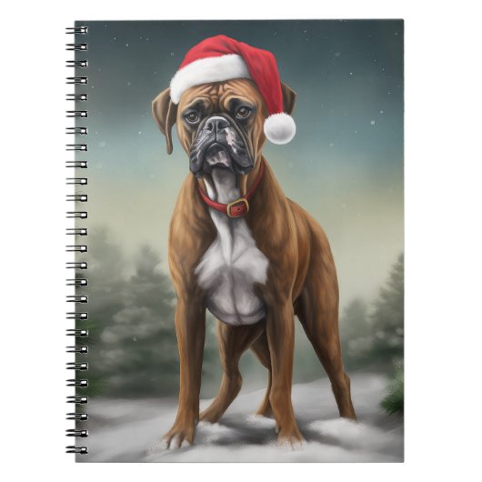 Carnet Chien de boxe en Noël de neige (Devant)