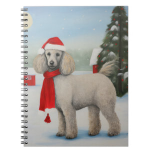 Carnet Chien de caniche à Noël de neige