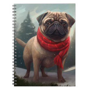 Carnet Chien de carlin en Noël de neige