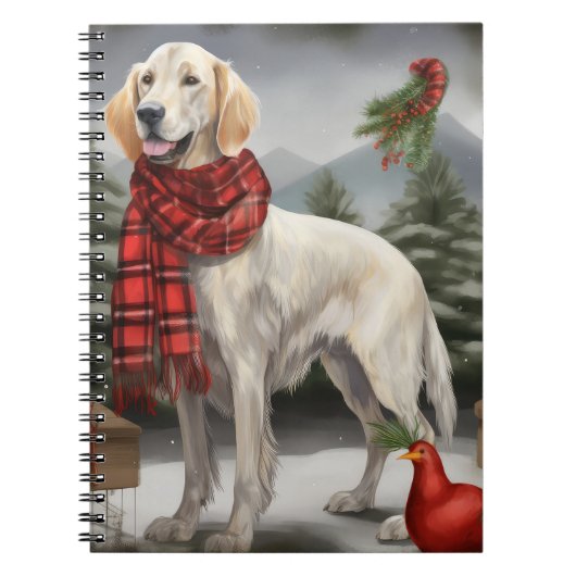 Carnet Chien de coin anglais en Noël de neige (Devant)