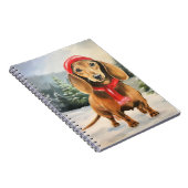 Carnet Chien de Dachshund à Noël de neige (Côté Droit)
