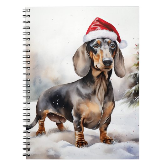 Carnet Chien de Dachshund à Noël de neige (Devant)