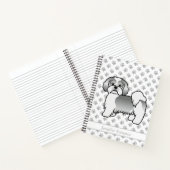 Carnet Chien de dessin animé Lhasa Apso argent et blanc & (Intérieur)