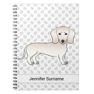 Carnet Chien de dessin animé teckel à poil lisse crème av