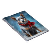Carnet Chien de Heeler Bleu à Noël de neige (Côté Droit)