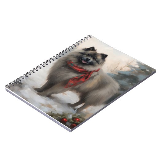 Carnet Chien de Keeshond à Noël de neige (Côté gauche)