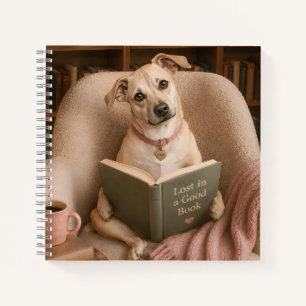 Carnet Chien de lecture mignon Illustration de bibliothèq