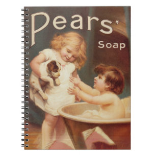 Carnet Chien de manchon prenant un bain, vintage, antique
